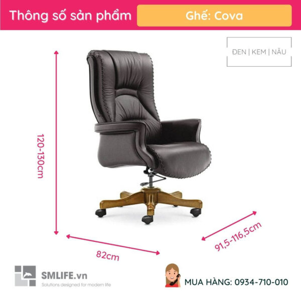 Ghế giám đốc hiện đại nhiều màu khung chân ốp gỗ phủ PU Cova