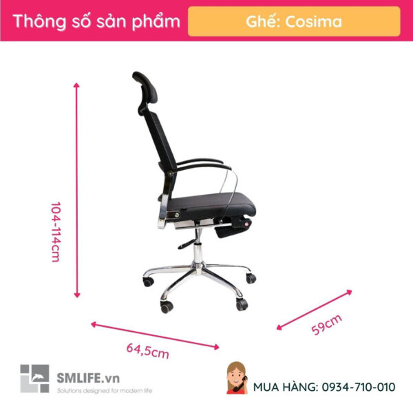 Ghế trưởng phòng hiện đại ngã nằm có tựa đầu Cosima | SMLIFE.vn