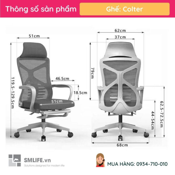 Ghế trưởng phòng ngã lưng hiện đại Colter | SMLIFE.