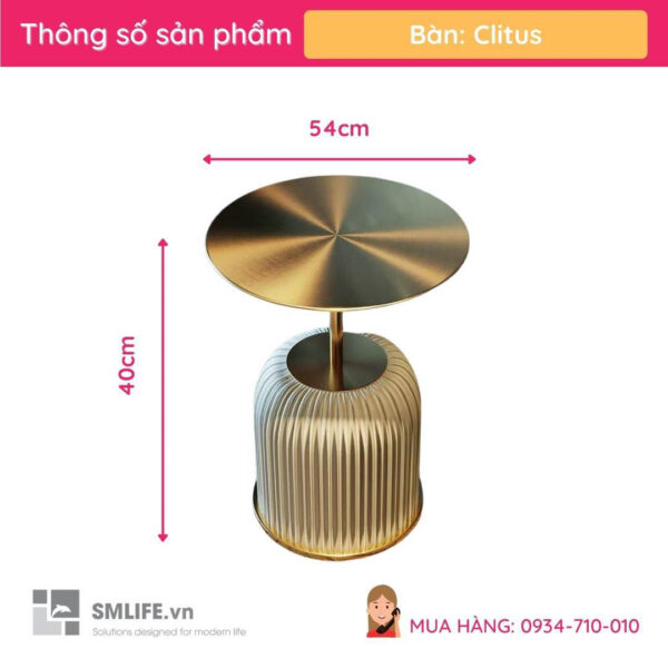 Bàn trà tròn khung thép bọc da cao cấp Clitus | SMLIFE.vn