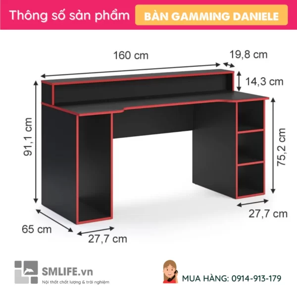 Bàn gaming đơn giản giá rẻ Daniele (2)