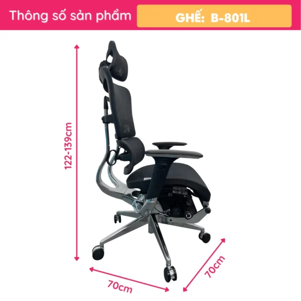 Ghế giám đốc công thái học bọc lưới cao cấp B-801L (có để chân) (3)