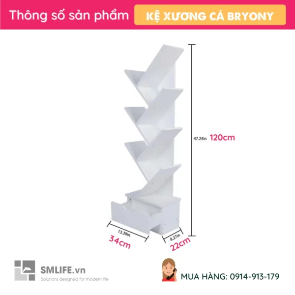 Kệ sách xương cá 6 tầng gỗ công nghiệp Bryony (2)