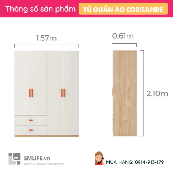 Mẫu tủ quần áo đẹp hiện đại Corisande (2)