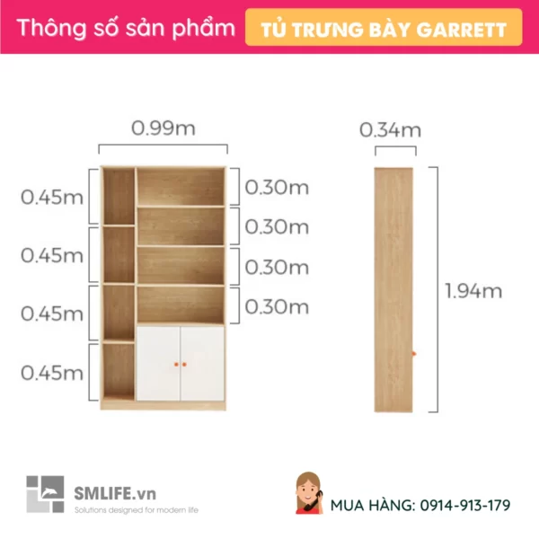 Tủ để đồ bằng gỗ thiết kế đa năng tiện lợi Garrett (2)