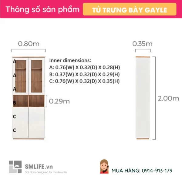 Tủ gỗ để đồ trang trí gia đình Gayle (2)