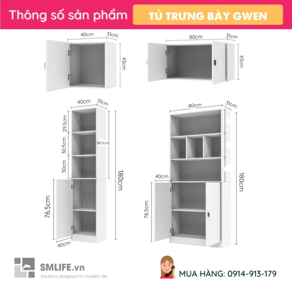 Tủ tài liệu gỗ MDF tiện dụng sang trọng Gwen (2)