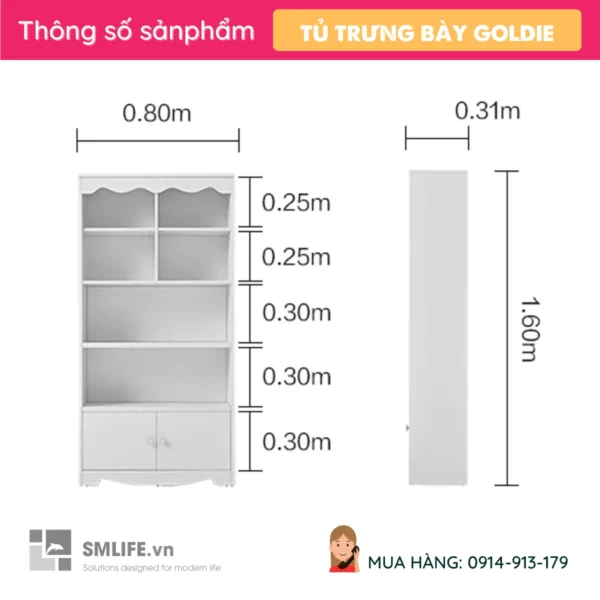 Tủ trang trí gỗ đa năng kiểu dáng sang trọng Goldie (2)