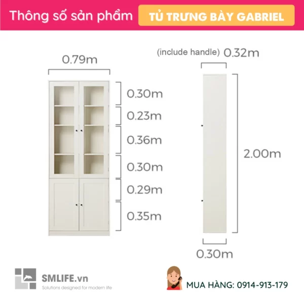 Tủ trưng bày phòng khách phong cách hiện đại Gabriel (2)