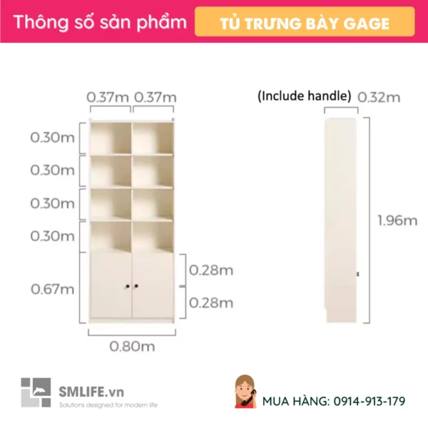 Tủ văn phòng bằng gỗ đơn giản, thanh lịch Gage (2)