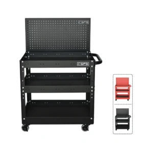 Xe đẩy CSPS 3 ngăn - 71cm, kèm vách pegboard (Đen)