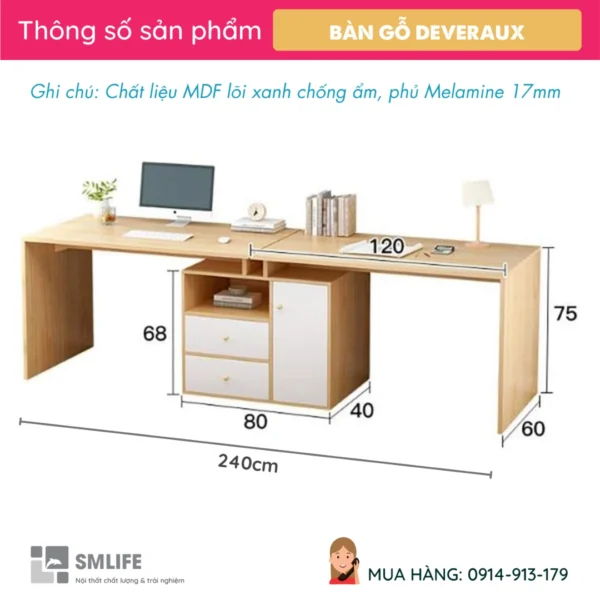 Bàn học sinh đôi phong cách hiện đại tiện dụng Deveraux (2)