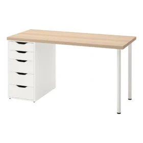 Bàn làm việc IKEA 1 tủ ngăn kéo chân thép tròn Desiree