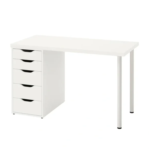 Bàn làm việc IKEA 1 tủ ngăn kéo chân thép tròn Desiree (4)