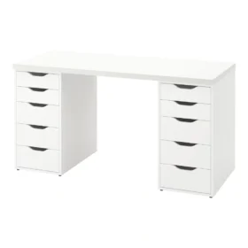 Bàn làm việc IKEA 2 tủ ngăn kéo bằng gỗ MDF Dion