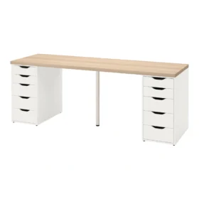 Bàn làm việc IKEA 2 tủ ngăn kéo dài 2m Drusilla