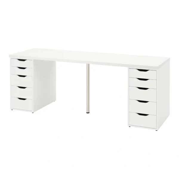 Bàn làm việc IKEA 2 tủ ngăn kéo dài 2m Drusilla (3)