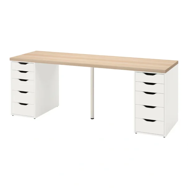 Bàn làm việc IKEA 2 tủ ngăn kéo dài 2m Drusilla