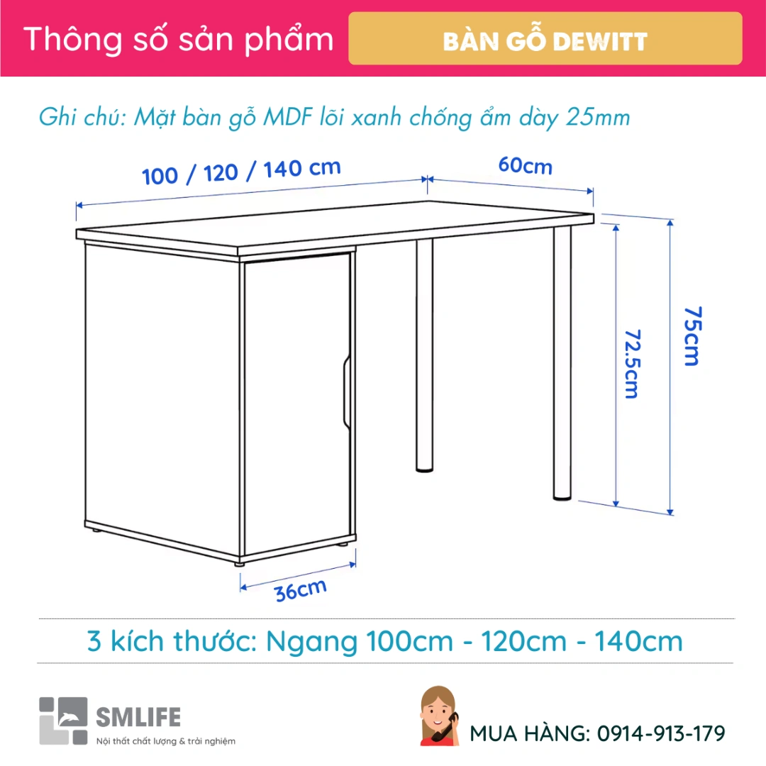 Ban lam viec IKEA bang go MDF Dewitt 2