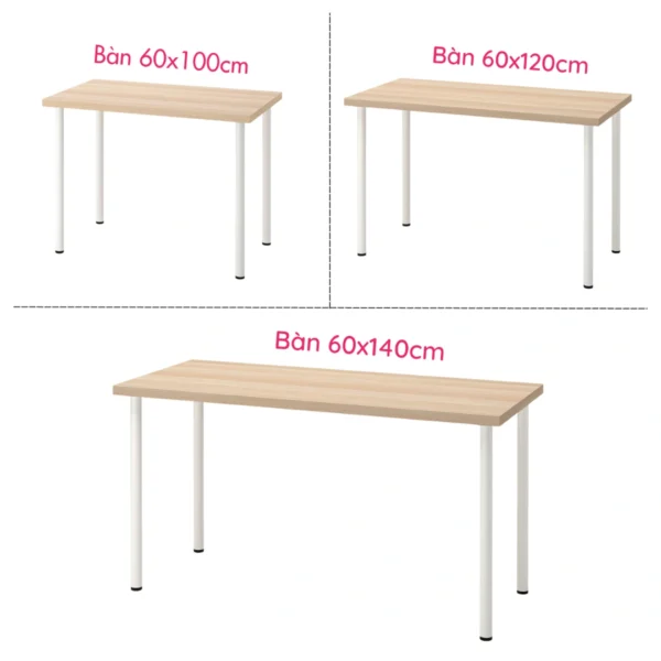 Bàn làm việc IKEA chân tròn mặt bàn bằng gỗ MDF Denali (3)