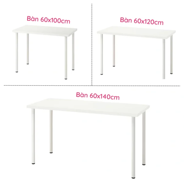 Bàn làm việc IKEA chân tròn mặt bàn bằng gỗ MDF Denali (4)