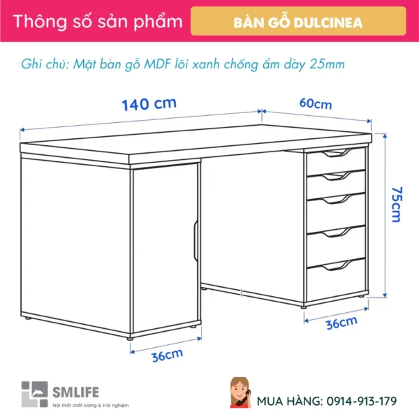 Bàn làm việc thông minh IKEA hiện đại Dulcinea (2)