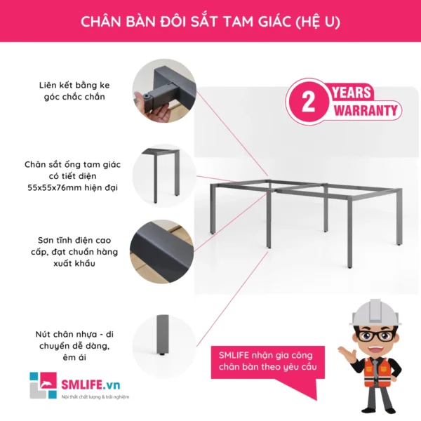 Chân bàn đôi sắt tam giác TGU.BD2N (1)