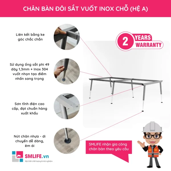 Chân bàn đôi sắt vuốt Inox hệ A CVPAI.BD2N (1)