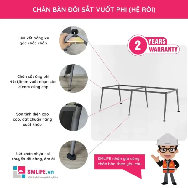 Chân bàn đôi sắt vuốt phi hệ rời CVP.BD2C (2)