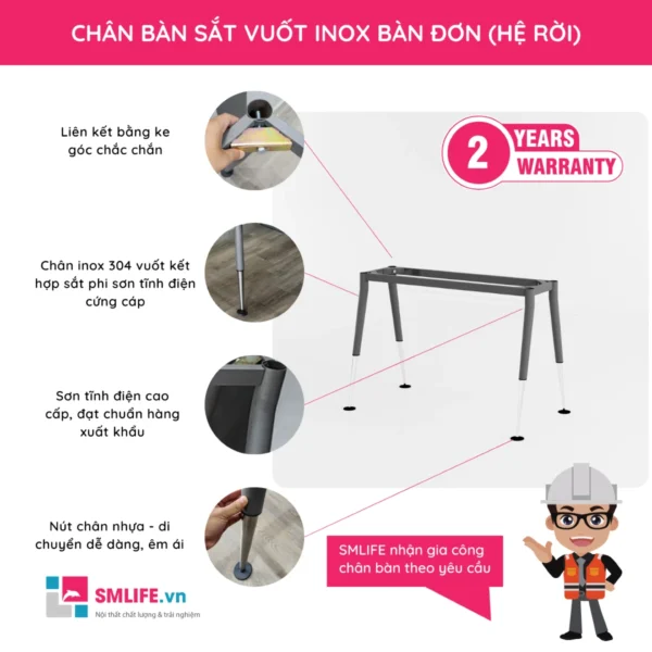 Chân bàn sắt vuốt phi bàn đơn TMCVP (11)