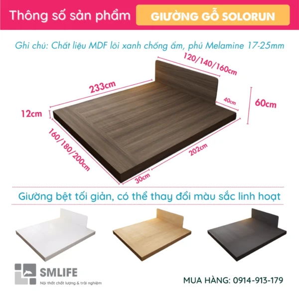 Giường bệt Tatami thấp kiểu Nhật giá rẻ Solorun (2)