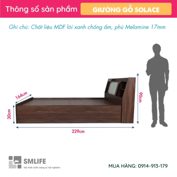 Giường gỗ công nghiệp phong cách hiện đại Solace (2)