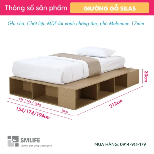 Giường ngủ bệt, phản nằm ngủ kiểu nhật gỗ MDF Silas (2)