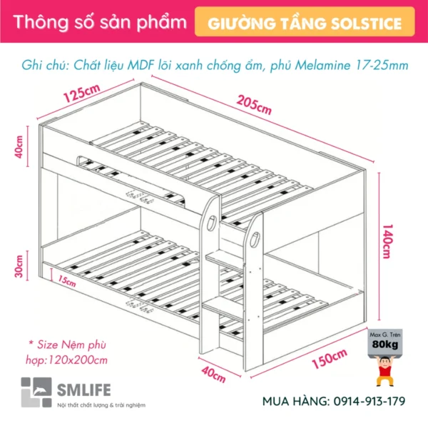 Giường tầng hiện đại cho phòng ngủ Solstice (2)