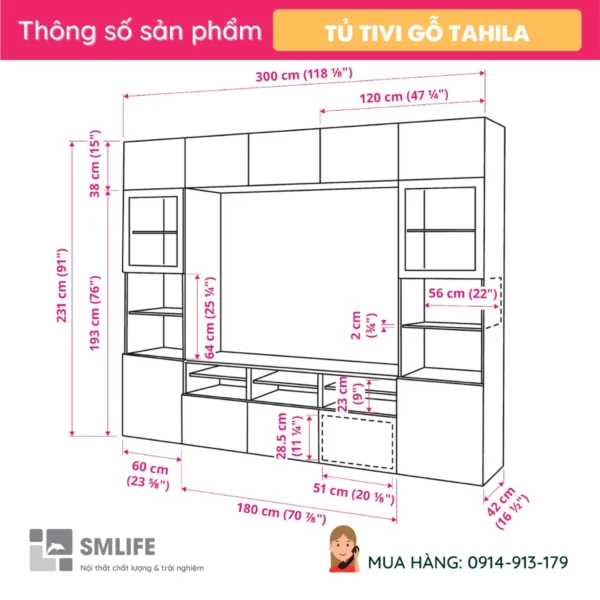 Mẫu tủ để tivi đẹp đa năng Tahila (2)