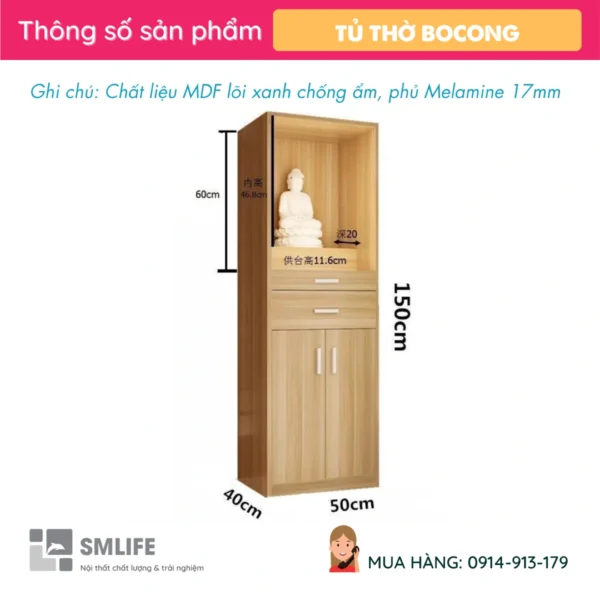Tủ thờ phòng khách đẹp hiện đại Bocong (2)