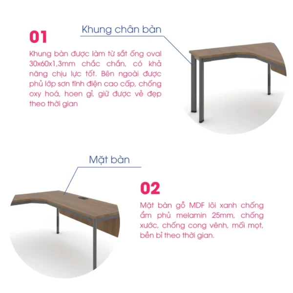 Bàn chân sắt Oval chữ L mặt gỗ OVAL.LYG (3)