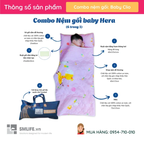 Combo nem goi cho be 6 trong 1 Baby Hera 2 1