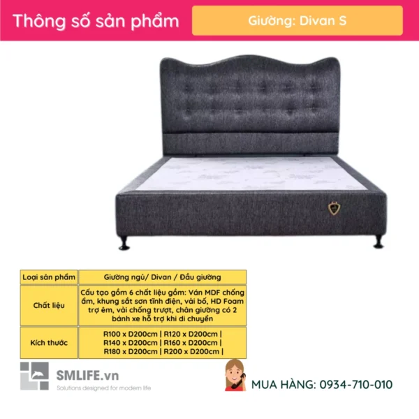 Giuong khach san boc vai hien dai nhieu size Divan S 2
