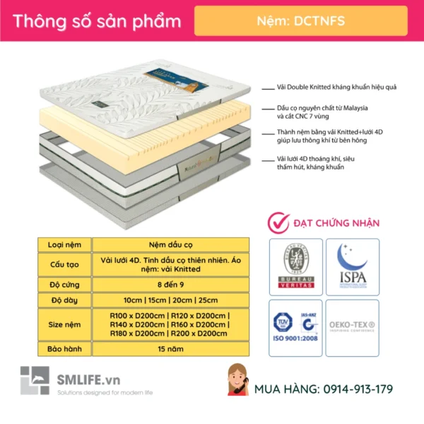 Nem dau co thien nhien Five Star nhieu size DCTNFS 2 1