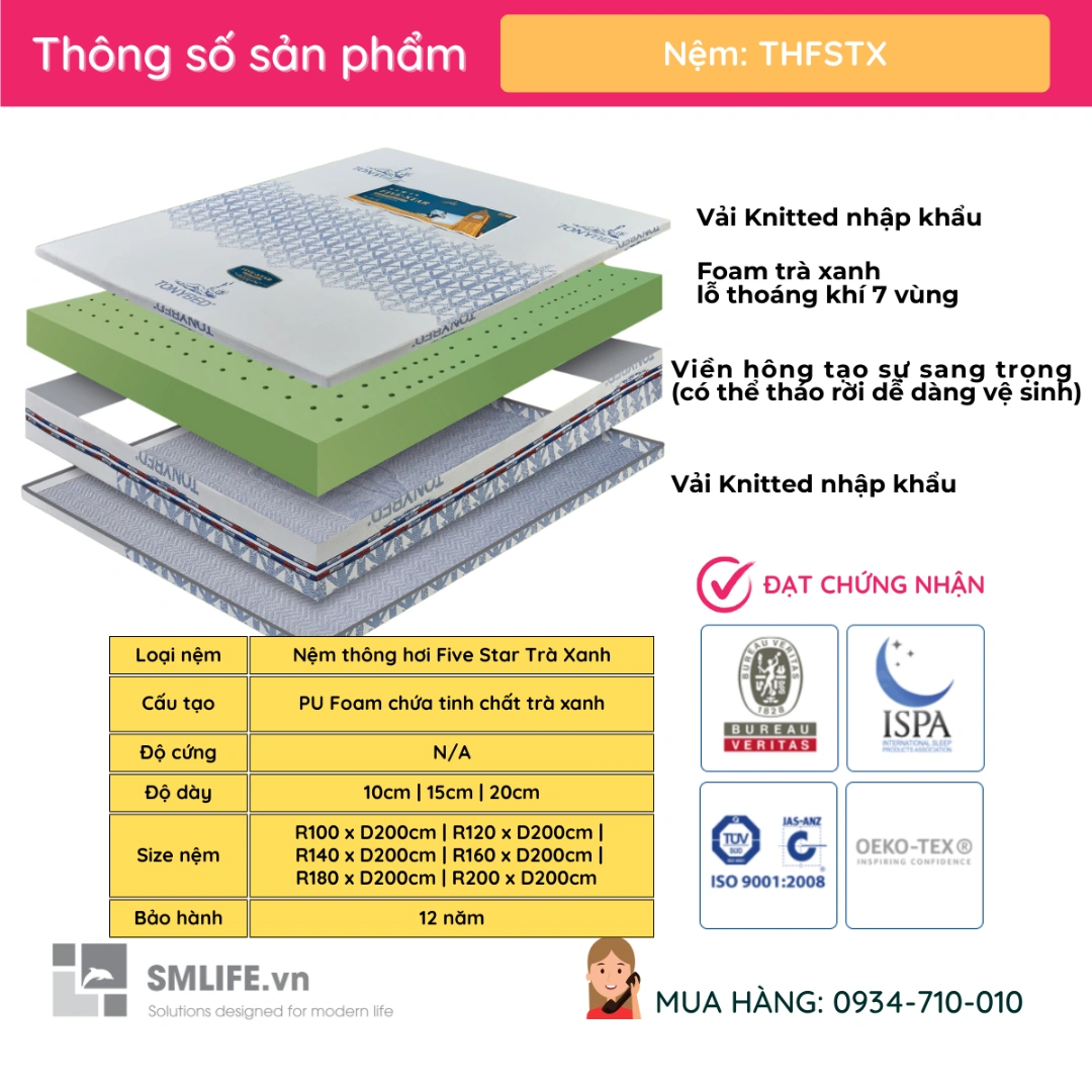 Nem thong hoi Five Star Tra Xanh nhieu size THFSTX 2