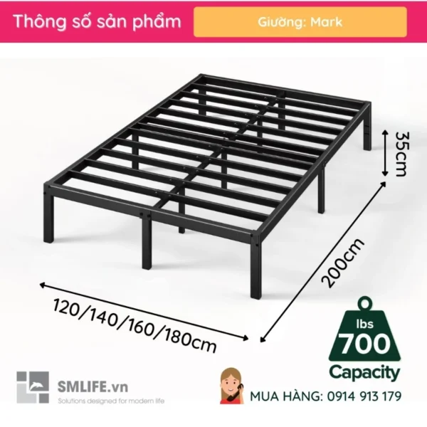 Giường sắt với thanh đỡ bằng thép Mark (2)