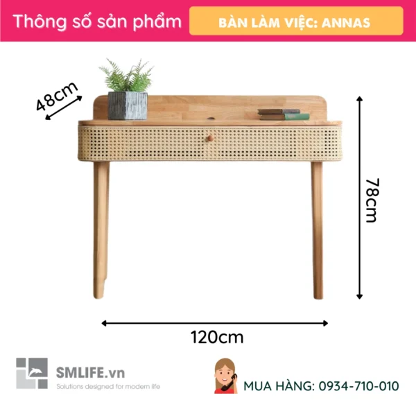 Bàn học gỗ tự nhiên Annas (2)
