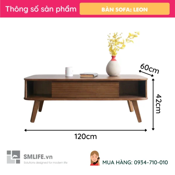 Bàn sofa gỗ tự nhiên Leon (2)