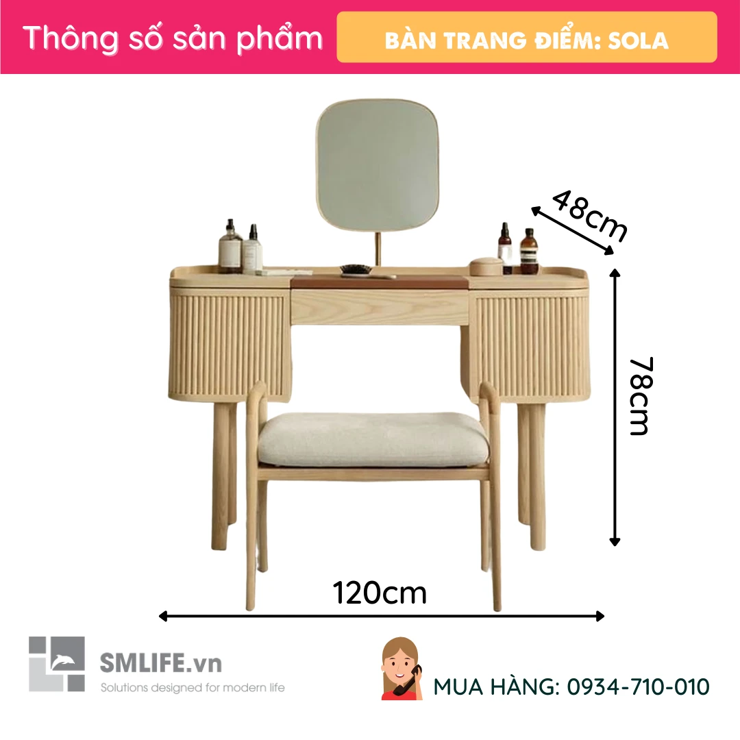 Ban trang diem go tu nhien Sola 2 Ban trang diem go tu nhien Sola 2