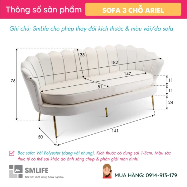 Bộ ghế sofa phòng khách vải ARIEL (2)