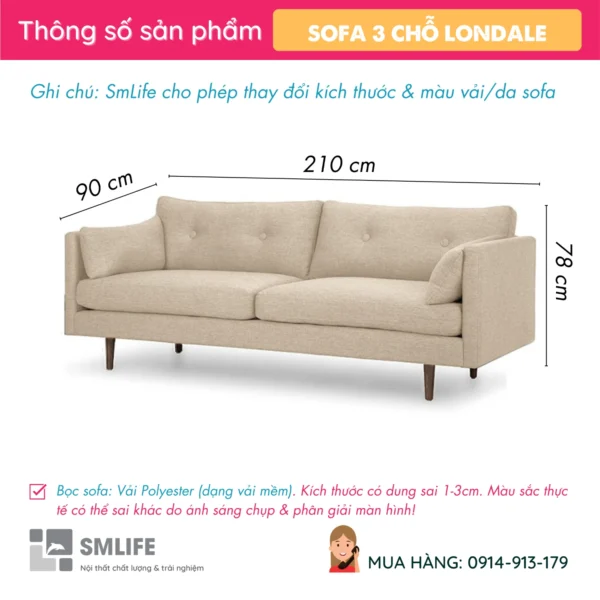 Bộ ghế sofa phòng khách vải LONDALE (2)