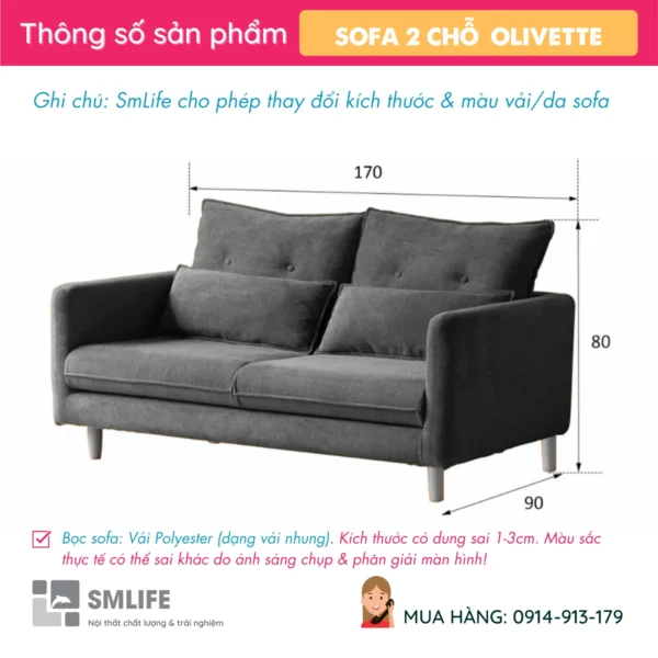 Bộ ghế sofa phòng khách vải OLIVETTE (2)