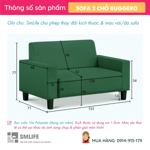 Ghế Sofa văng bọc vải hiện đại RUGGERO (2)