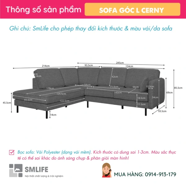Ghế sofa góc L bọc vải phòng khách CERNY (2)
